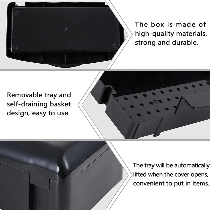 Nail Tool Sterilizer Box Plastic Disinfectant Container Barbicide Disinfectant Tray for Nail Tools, Tweezers, Hair Salon, Spa and Trimmer Manicure Equipment (Black)