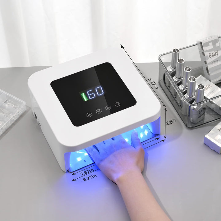 Cordless UV LED Nail Lamp for Gel Nails, Rechargeable UV Light, Professional Nail Dryer with 4 Timers, Automatic Sensor and Sensitive Mode for Fast Curing, White