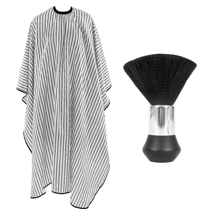 Professional Hair Cutting Cape with Neck Duster Brush, Large Size Salon Barber Cape for Men, Women and Kids(Barber Supplies Pattern)