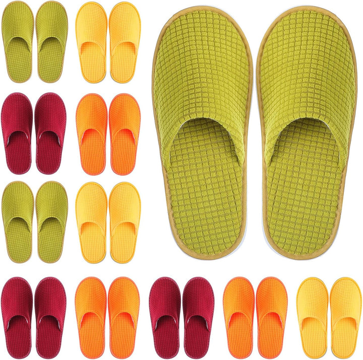 12 Pair House Slipper for Guest Non Slip Disposable Slipper for Travel Washable Reusable Closed Toe Hotel Bridesmaid Indoor Spa Wedding Party Shoeless Home