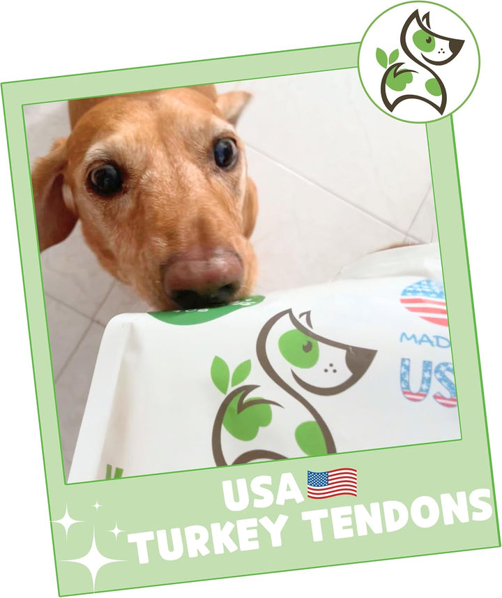 USA Turkey Tendons for Dogs (4Oz) - Delicious Grain Free Reward Snack for Small, Medium & Large Breeds - Premium Natural Dog Chew Treats