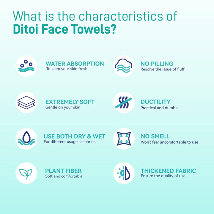 Face Towels, 10"×12" Disposable Face Towel, Face Towelettes XL, Ultra Soft Makeup Remover Dry Wipes, Thick Face Towel for Sensitive Skin, 50 Count (1 Pack)