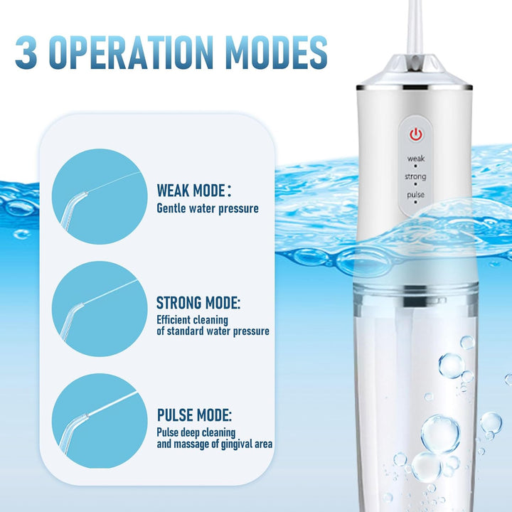 Electric Water Flosser Cordless for Teeth 3 Modes 4 Jet Tips Cleaning and Flossing Water Dental Portable Floss Irrigator Oral Water Flossed Rechargeable Tonsil Stone Travel Adults