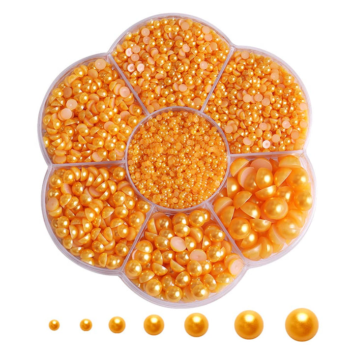 5800 Pcs Half Pearls for Crafts, Flatback Pearls for Artwork Making, DIY Rhinestones Accessory Nail Art, Face Gems Jewels Flat Back Craft Pearls - White