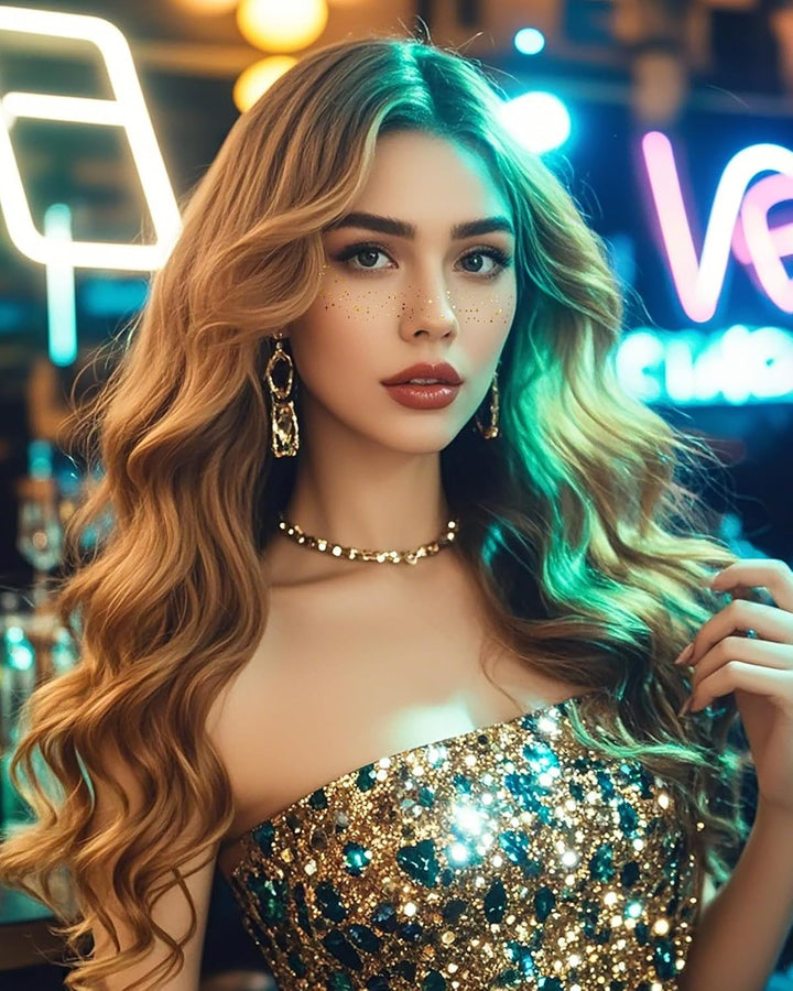 Face Glitter, Gold Temporary Face Tattoos Stickers, Body Face Glitter for Women Girls, Country Concerts Singer Festival Rave Accessories (Gold - 10 Pcs)