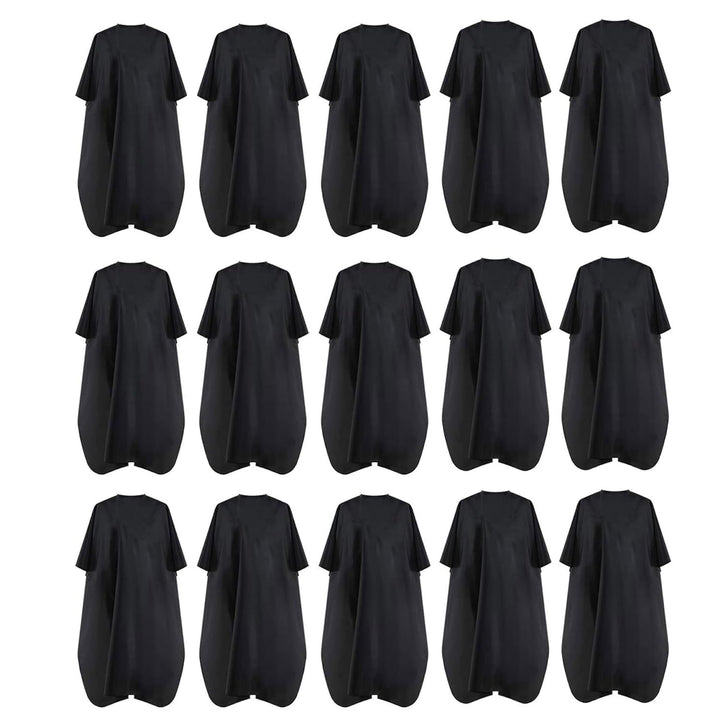 Black Waterproof Hair Salon Cape Professional Barber Cape with Metal Snap Closure Hair Cutting Cape (Black-5 Pack)