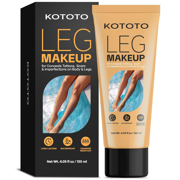 Tattoo Cover up Makeup Waterproof (4.05 Fl Oz, Light Brown), Long Lasting Leg & Body Foundation, Leg Makeup Waterproof No Transfer, Body Coverage Perfector for Tattoo, Scar & Skin Imperfections