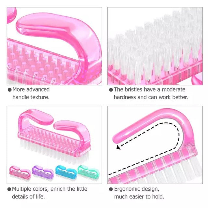 4 Pcs Nail Brush for Daily Use - 4 Different Kinds of Fingernail Brush with Plastic Handle Nail Brush for Cleaning Fingernails - Easy to Use Nail Scrub Brush - Nail Cleaner Nail Brushes for Hands Feet