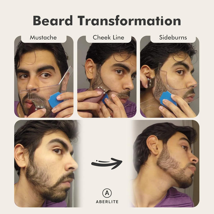 Clearshaper 3.0 - Beard Shaper Kit W/Two Barber Pencils - Premium Shaping Tool - 100% Clear | Many Styles - the Ultimate Beard/Hair Lineup (US Patent) - Stencil Guide Template Outliner
