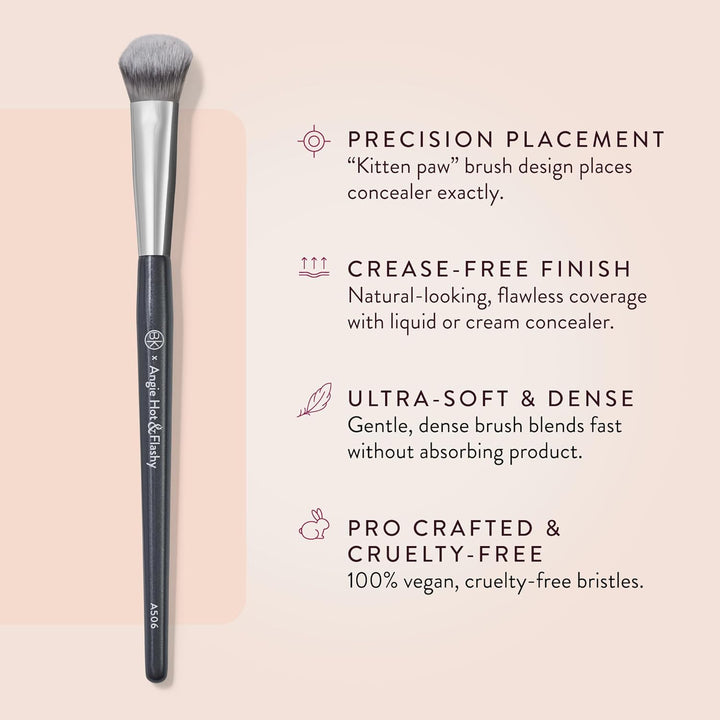 BRUSHES - ANGIE HOT & FLASHY A506 CONCEALER - Viral "Kitten Paw" Face Brush - Under-Eye Concealing and Contouring - Makeup Brushes