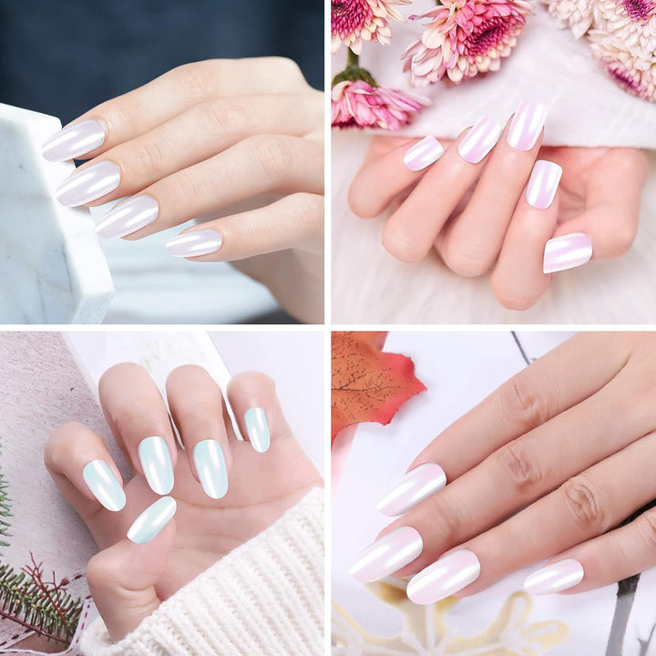 Chrome Nail Powder Metallic Mirror Glitter Effect Pigment Iridescent Aurora Mermaid Pearl Dust Kit for Gel Polish Nail Art Decoration, Resin Craft Arylic Powder