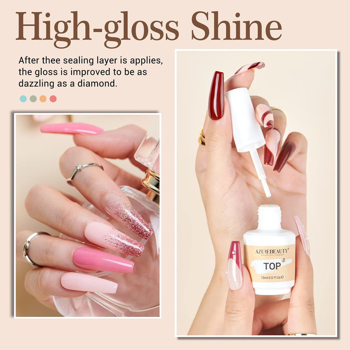 Dip Powder Liquid Set 15Ml/0.5Oz 8 Pcs Dipping Base Activator and Top Coat Brush Saver Nail File Necessary Tools for Dip Kit No Lamp Needed