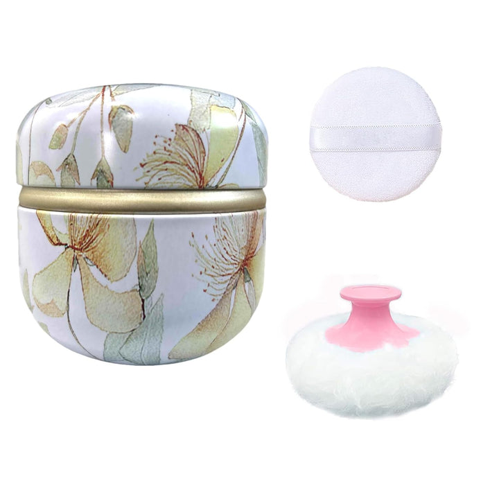 Body Powder Puff and Container for Dusting Powder, Women Powder Puff and Powder Case for Bath and Travel (Romantic Flowers)
