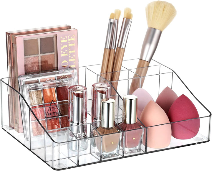 3 Tier Clear Makeup Organizer with Drawer, Cosmetic Storage for Dresser Countertop and Bathroom Vanity, Beauty Holder for Lipstick Brush Skincare