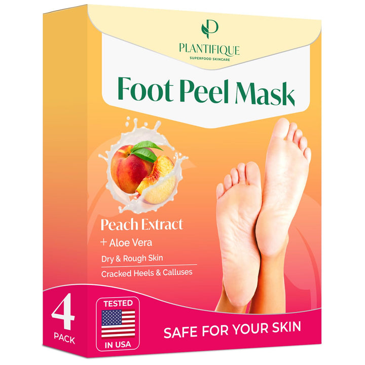 Foot Peeling Mask 2 Pack | Dermatologically Tested Repairs Heels & Removes Dry Dead Skin for Baby Soft Feet | Exfoliating Foot Peel Mask for Dry Cracked Feet | Peach