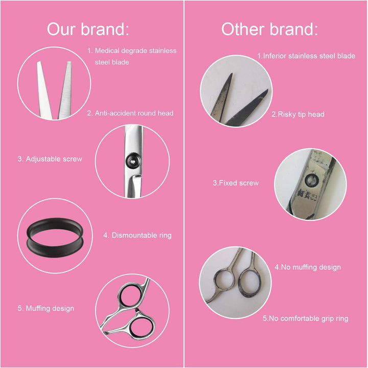 Hair Cutting Scissors Thinning Shears-  Professional Barber Sharp Hair Scissors Hairdressing Shears Kit with Haircut Accessories in Leather Case for Cutting Styling Hair for Women Men Pet- 7 Pcs