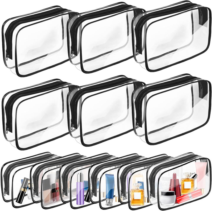 Clear Makeup Bag,Portable Travel Toiletry Bags with Zipper, TSA Approved Clear Organizer Bags, PVC Cosmetic Pouch for Airport Airline Compliant