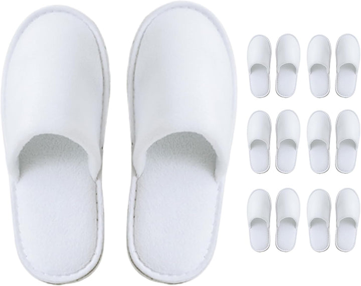 Spa Slippers 6-12 Pairs, Unisex Disposable Slippers Closed Toe Washable, Reusable, Bridal, Indoor, House, Bathroom, Bedroom, Hotel, for Guest