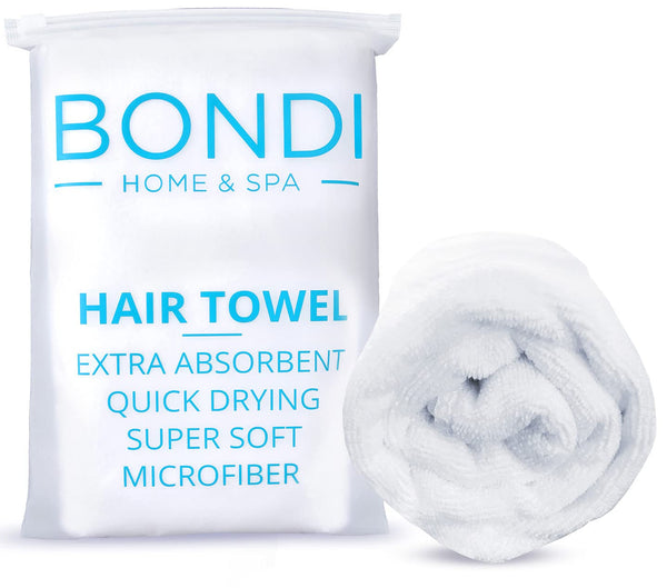 Bondi SPA Microfiber Hair Towel – Dries Hair 50% Faster – Anti-Frizz – Highly Absorbent & Super Soft - XL (42 X 22) - Rectangle