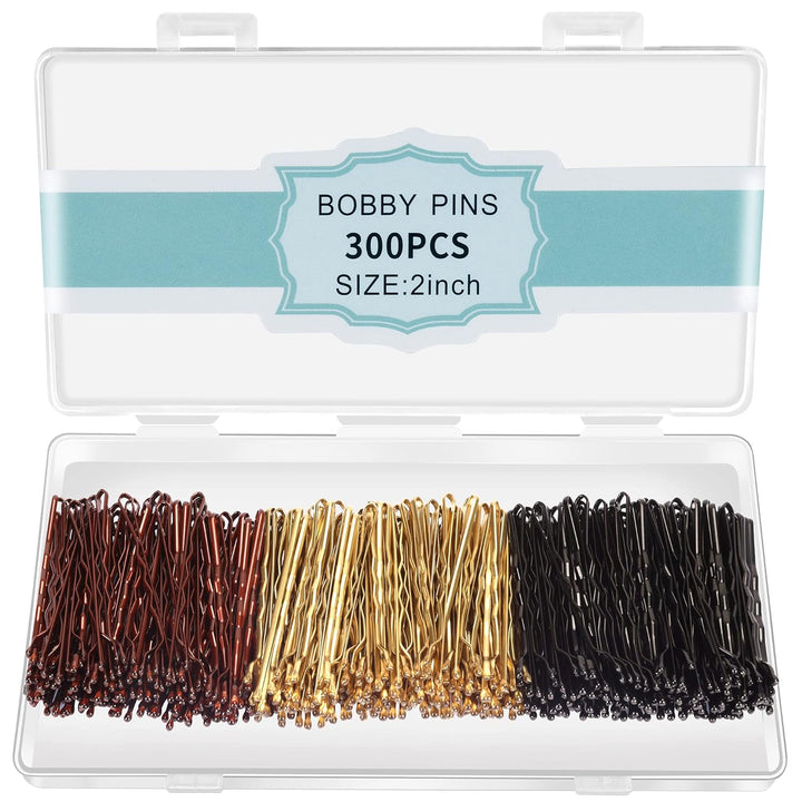300 Pcs Bobby Pins Black, Hair Pins for Women Girls and Kids, Invisible Wave Hair Clips Bulk with Storage Box, Pain-Free Hairpins（2 Inch Black）