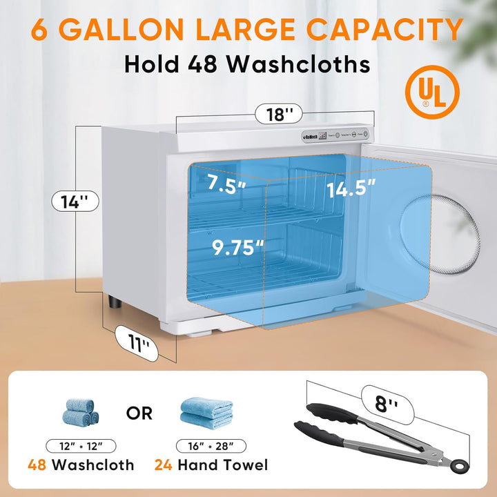 23L Hot Towel Warmer Cabinet, Professional Towel Heater with LED Temperature Display Setting, Extra Large Capacity Towel Warmers for Spa Massage Salon Home (White, 23L)