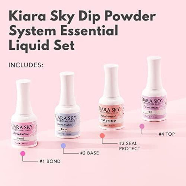 Dip Manicure Nail Liquid Essentials | 0.5 Fl Oz | Dip Liquids Kit Steps 1-4