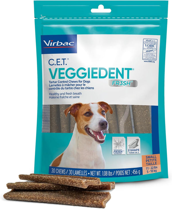 CET VEGGIEDENT FR3SH Tartar Control Chews for Dogs - Small
