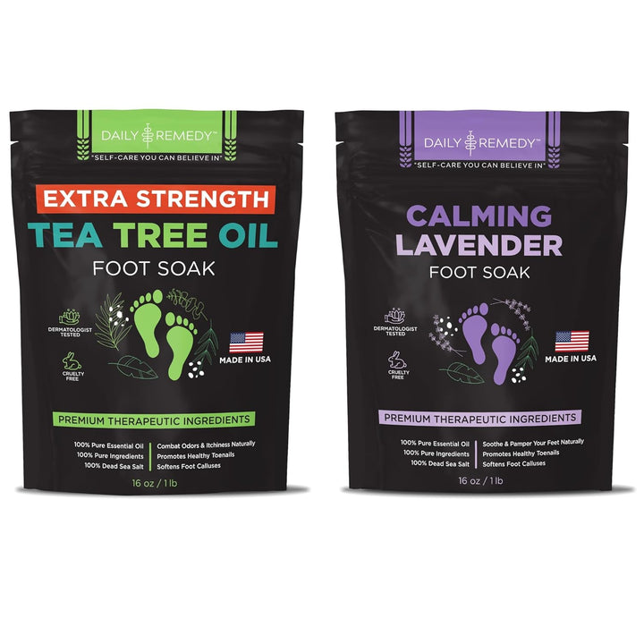 Foot Soak Salts- Variety Pack of 4- Tea Tree Oil, Muscle Relief, Calming Lavender & Citrus Soak- for Foot Pain, Soreness, Athlete’S Foot, Odors, Calluses-Made in USA