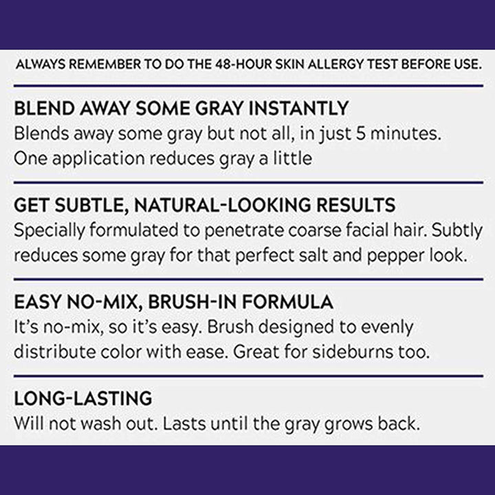 Touch of Gray Mustache & Beard, Beard Coloring for Gray Hair with Brush Included for Easy Application, Great for a Salt and Pepper Look - Dark Brown & Black, B-45/55, Pack of 1