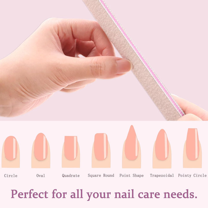 Nail File 12 PCS Professional Reusable 100/180 Grit Double Sides Washable Nail File Manicure Tools for Poly Nail Extension Gel and Acrylic Nails Tools Suit for Home Salon