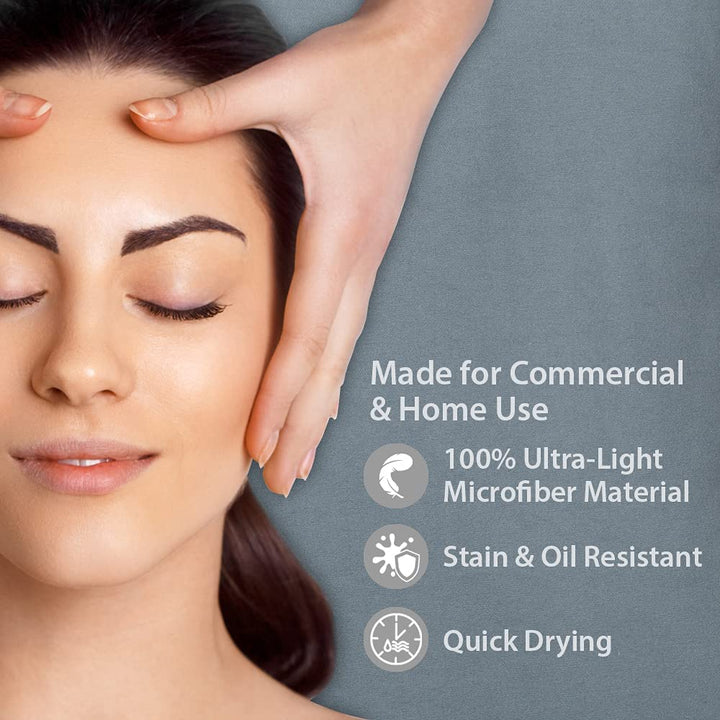 Premium Microfiber 3-Piece Massage Sheet Set, Cool Grey, Ultra-Light, Stain, and Wrinkle-Resistant, Includes Flat, Fitted Sheet and Massage Face Rest Cover