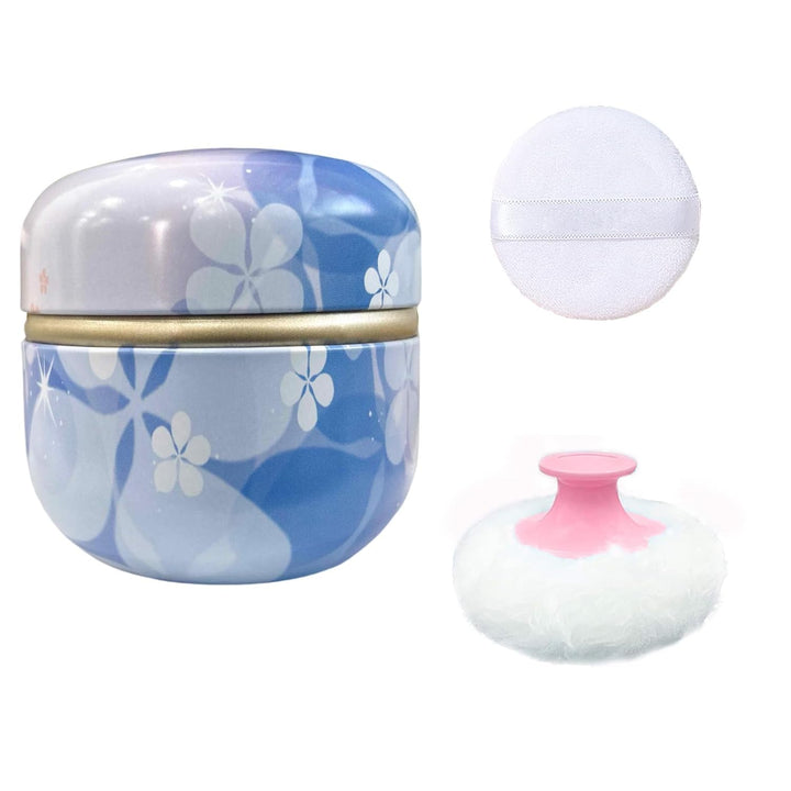 Body Powder Puff and Container for Dusting Powder, Women Powder Puff and Powder Case for Bath and Travel (Romantic Flowers)