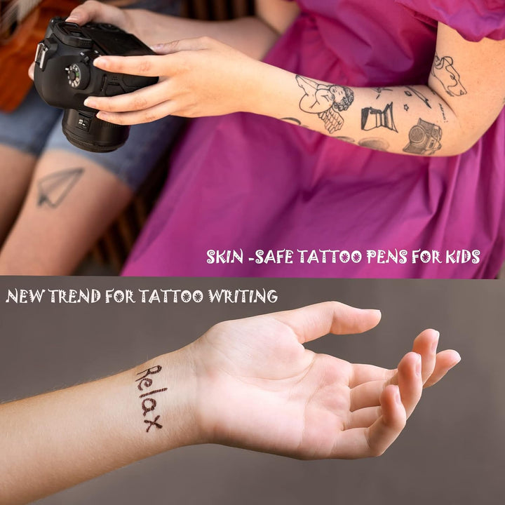 Body Art Tattoo Pen Dual Tip 10 Colors with GOLD SILVER Temporary Tattoo Markers Skin Pen Body Markers Skin Marker Face Paint Kids Teen Girl Gifts Trendy Stuff 8 9 10 11 12 13 14 Years Old
