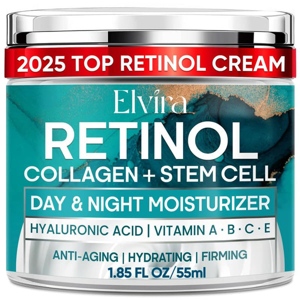 Retinol anti Aging Face Moisturizer- Collagen Cream with Stem Cell & Hyaluronic Acid, Instant Face Lift Cream for Skin Tightening and Firming, Wrinkle Smoother for Women & Men, 1.85 Fl Oz