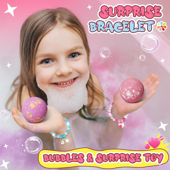 Unicorn Bath Bombs for Kids Girls with Bracelet Inside,  Bubble Bath Toys Birthday Stocking Stuffers Christmas Gifts for 4 5 6 7 8 Year Old Girl Daughter Granddaughter
