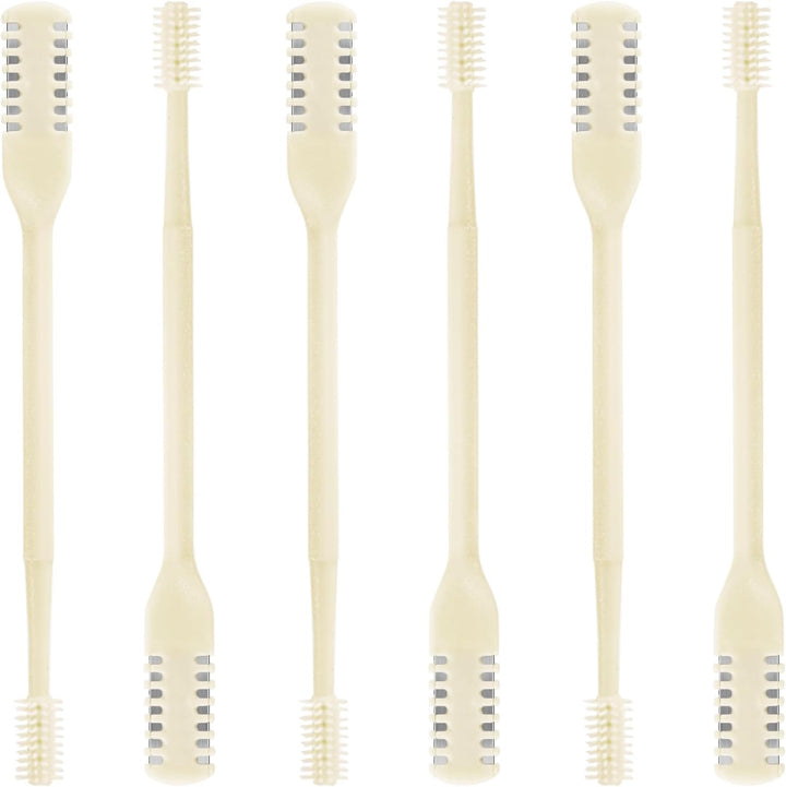 6 Pcs 2-In-1 Nasal Cutter, Upgrade Double Sided Nose Knife, 360 Nostril Hair Remover Tool, Trimmer for Men, Women, Soft Cleaning Brush (Cream)