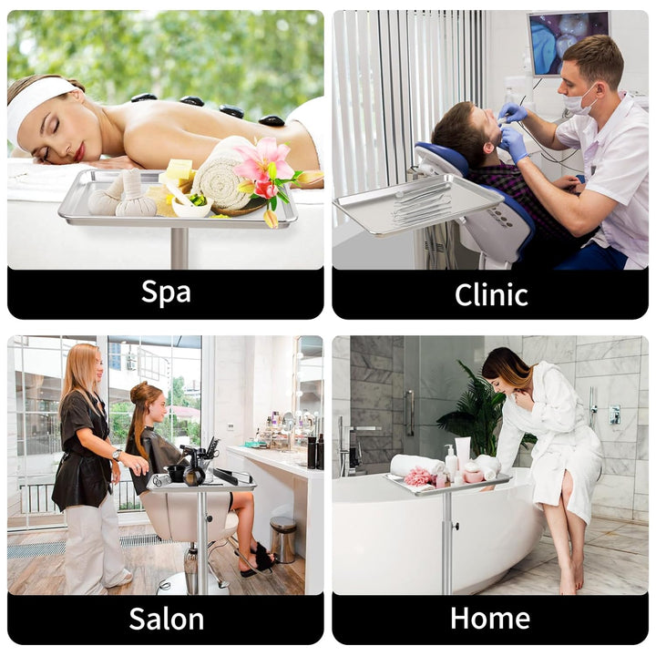 Salon Tray Cart,Instrument Tattoo Trolley Tray with Wheels Adjustable Height,Height Adjustble Hair Color Storage Tray Cart