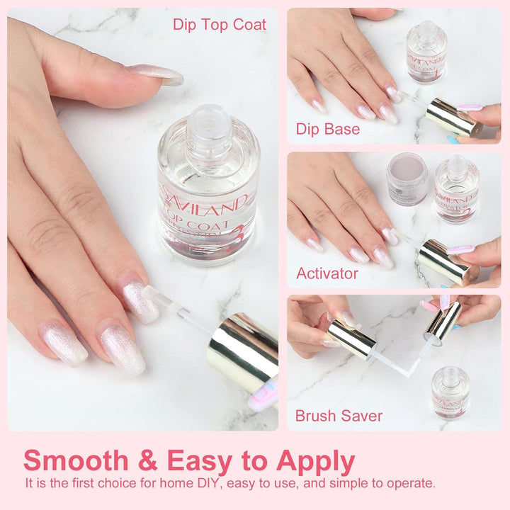 Dip Powder Liquid Set 15 Ml/0.5 Oz,10 Pcs Nail Dip Liquid Set with Base/Top Coat, Activator Brush Saver Acrylic Gel Nail File No Curing Needed DIY Home Salon Quality