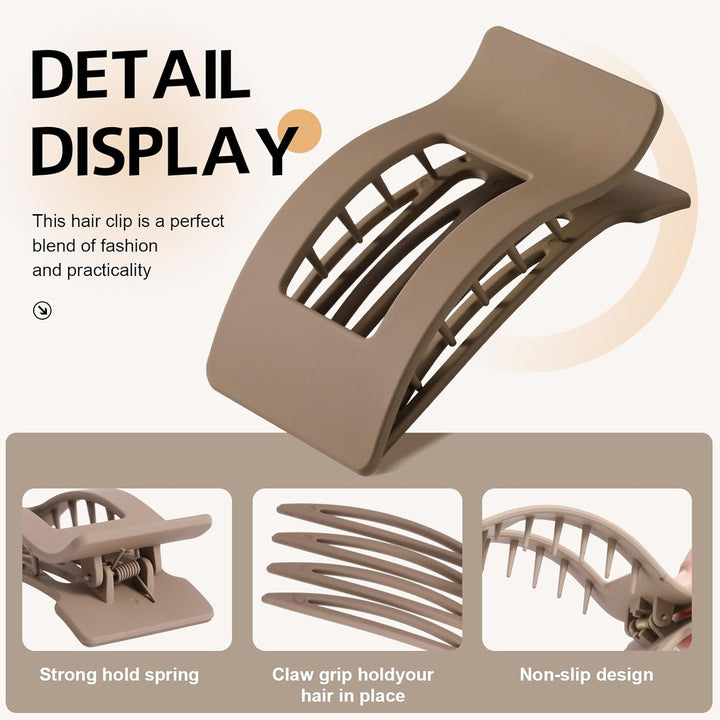 8 Pack French Flat Hair Clips for Women – Large Matte No-Slip Claw Clips for Thick & Thin Hair, Strong Hold Styling Barrettes Accessories (Neutral)