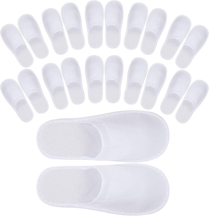 24 Pairs Spa Slippers Flip Flops Disposable Slippers for Hotel Guests Women Men Closed Toe Super Comfort White