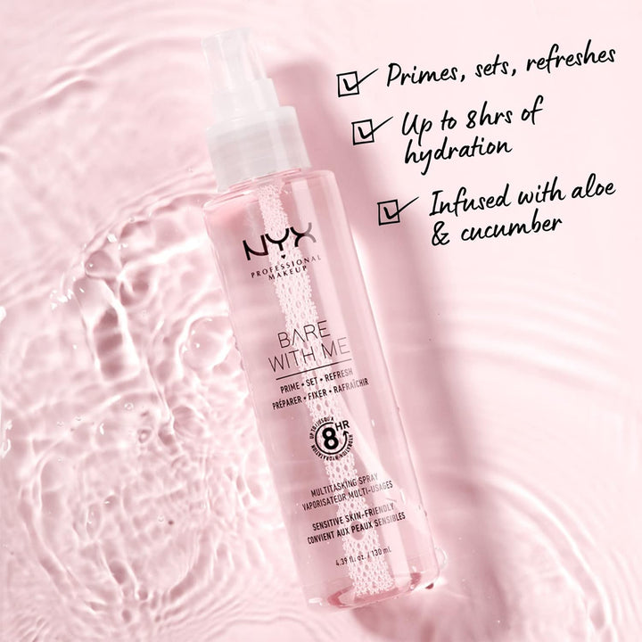 Bare with Me Multitasking Face Primer & Makeup Setting Spray, Hydrating Face Mist for up to 8HR Wear, Long-Lasting, Vegan Formula