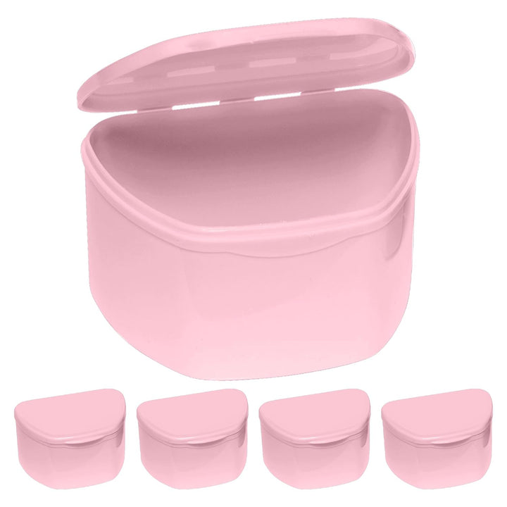 Denture Cases 5 Color Pack - Dental Box for Artificial Teeth, Mouth Guard, Night Guard, Gum Shields, Retainer - Denture Bath Container for Women and Men - Travel Denture Cup by