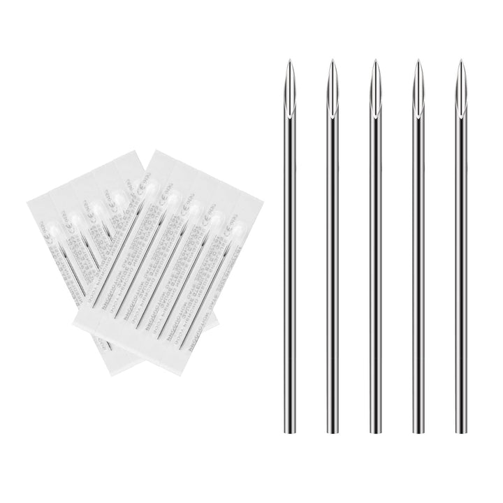 Body Piercing Needles, 10Pcs 16G Stainless Steel Sterile Disposable Ear Nose Navel Nipple Lip Piercing Needles