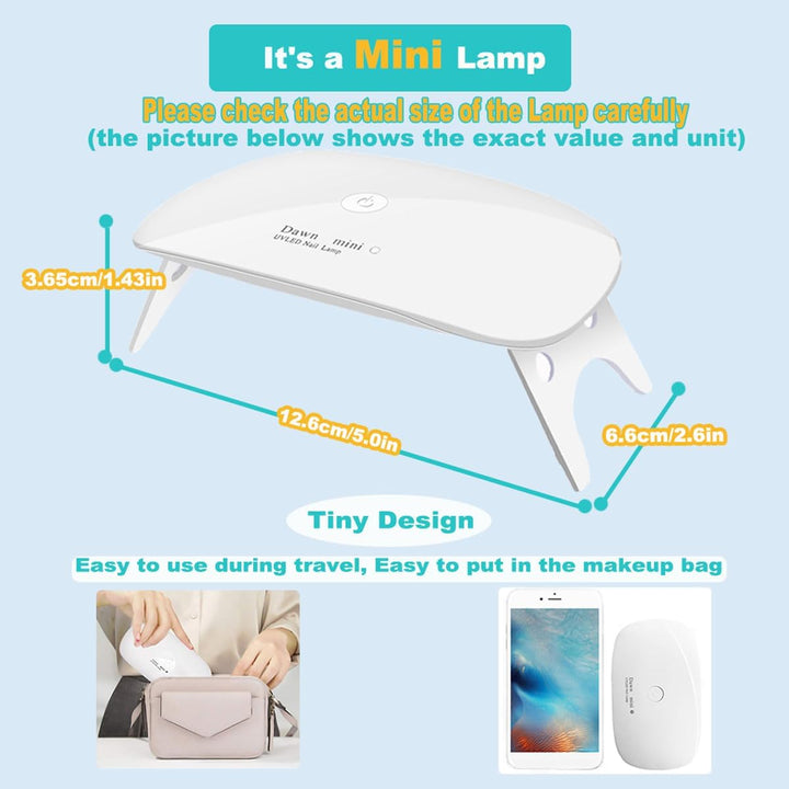 UV LED Nail Dryer Mini Lamp Portable Curing Light for Gel Nail Polish,6W(White)