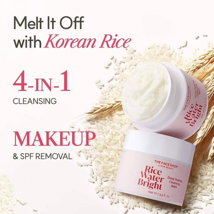 Rice Water Bright Cleansing Balm, Removes Makeup & SPF, 4-In-1 Makeup Remover, for All Skin Types, Korean Rice Extract, Lavender Oil, 100Ml / 3.3 Fl. Oz.