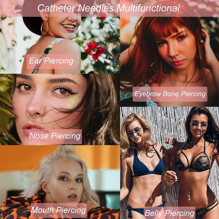 Catheter Piercing Needles - 6Pcs 16G Catheter Needles Cateter Para Catheter Hollow Needles for Ear Nose Belly Cartilage Piercing Needles - Professional Quality for Piercing Tool Supplies