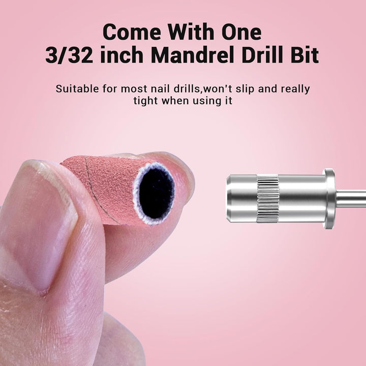 100 Pcs Nail Drill Bits Sanding Bands for Nail Drill 180 Fine Grit Nail File Sanding Bands for Acrylic Nails Gel Manicures and Pedicure