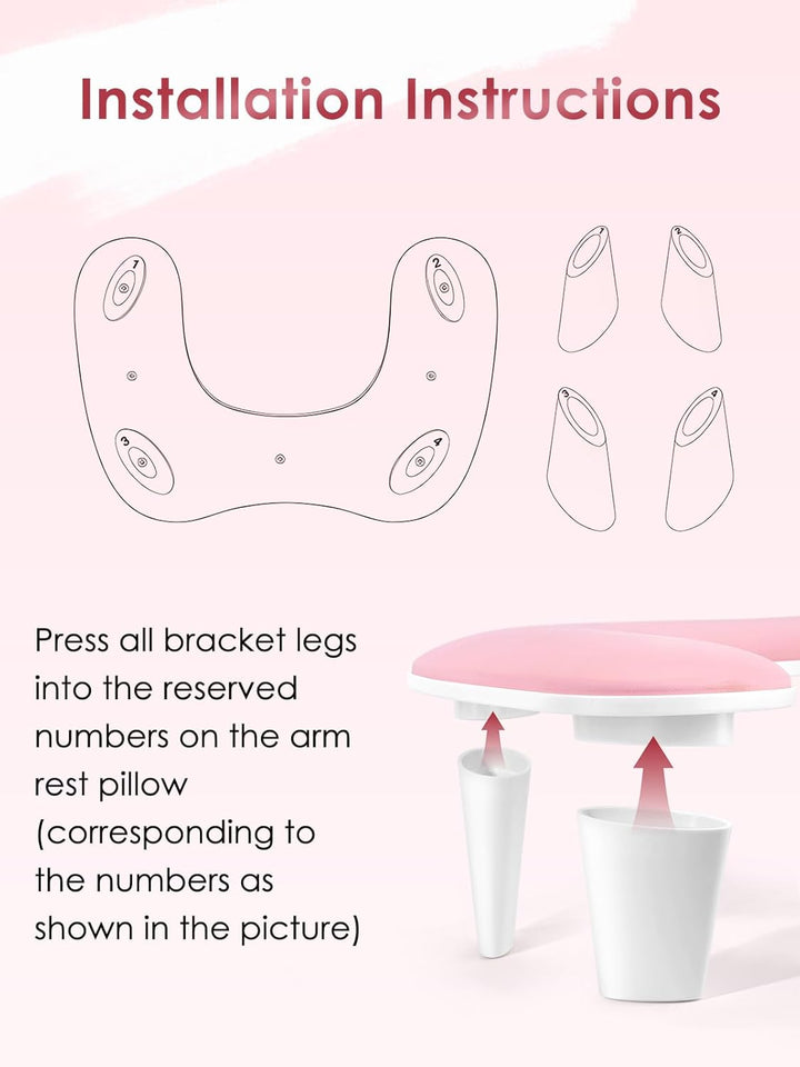 Arm Rest for Nails Tech - U-Shaped Manicure Nail Hand Rest Pillow Cushion, Big Microfiber Leather Nail Arm Rest Stand for Acrylic Nail Art Tech (Pink)