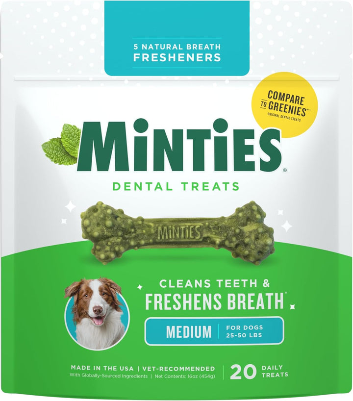 Dental Chews for Dogs, 40 Count, Vet-Recommended Mint-Flavored Treats for Tiny/Small Dogs 5-24 Lbs, Dental Bones Clean Teeth, Fight Bad Breath, and Removes Plaque and Tartar