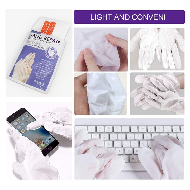 Hand Mask Moisturizing Glove 5 Pack, Hand Peel Mask Exfoliating Gloves, Hand Repair Glove for Dry Hands Treatment, Remove Dead Skin, Rough Skin, Purple